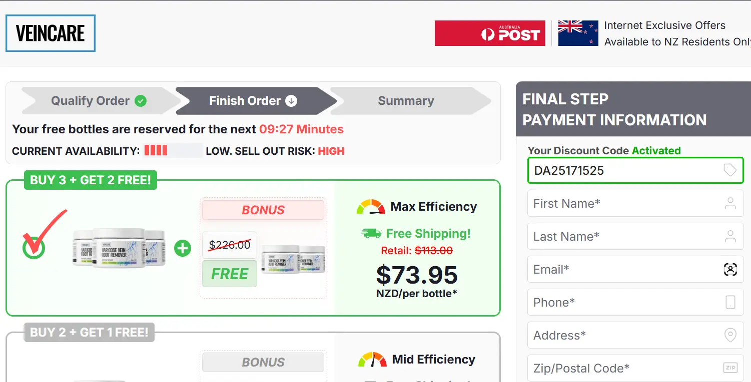 Veincare Varicose Vein Root Remover Order Page